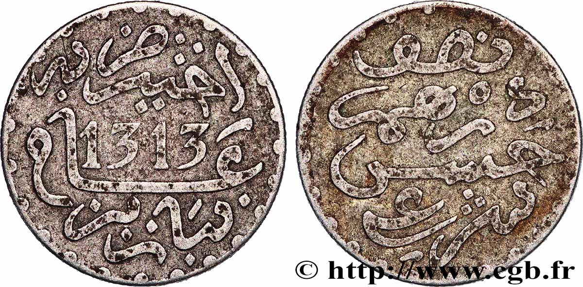 MAROKKO 1/2 Dirham Abdul Aziz I an 1313 1895 Paris fSS