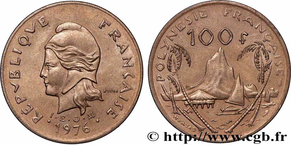 POLYNÉSIE FRANÇAISE 100 Francs I.E.O.M. 1976 Paris SUP