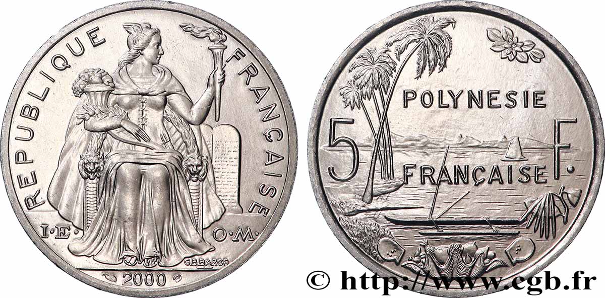POLINESIA FRANCESE 5 Francs I.E.O.M. 2000 Paris MS