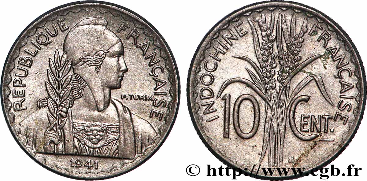 INDOCINA FRANCESE 10 Centièmes 1941 San Francisco SPL