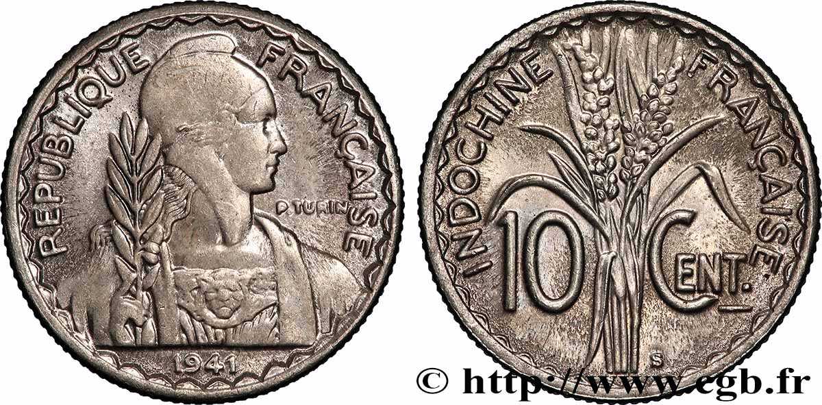 FRANZÖSISCHE-INDOCHINA 10 Centièmes 1941 San Francisco VZ