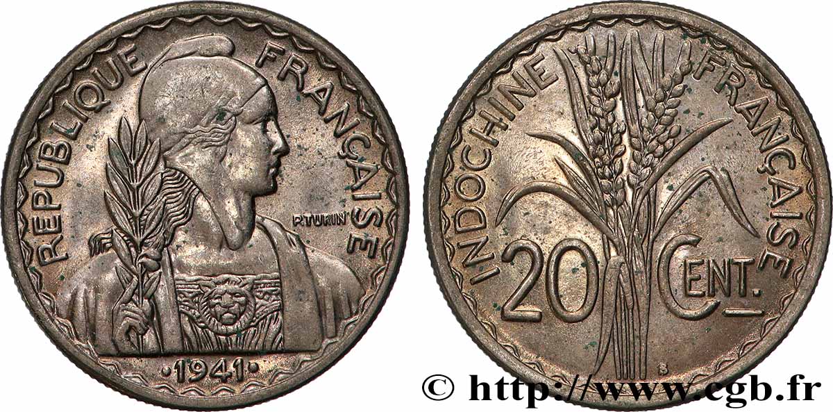 INDOCINA FRANCESE 20 Centièmes 1941 San Francisco SPL