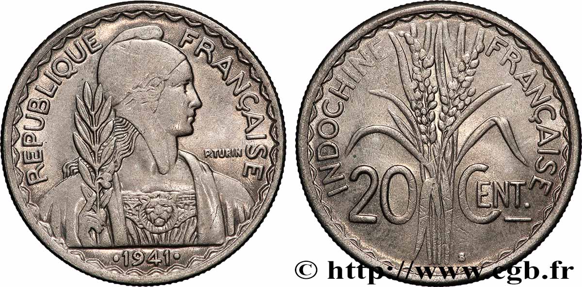FRANZÖSISCHE-INDOCHINA 20 Centièmes 1941 San Francisco fST
