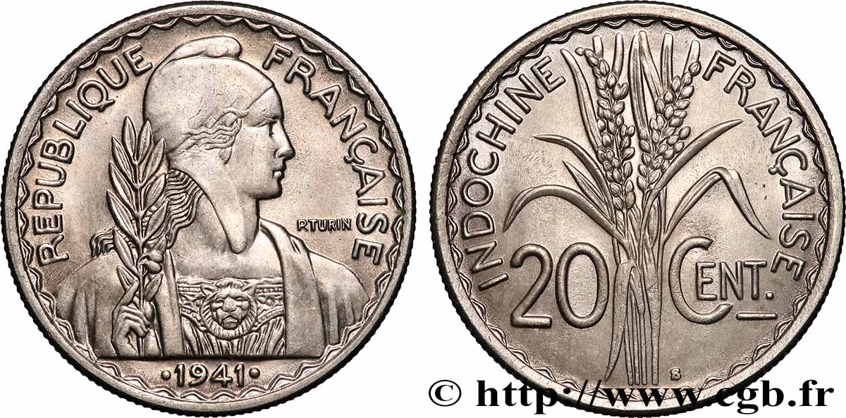 FRANZÖSISCHE-INDOCHINA 20 Centièmes 1941 San Francisco fST