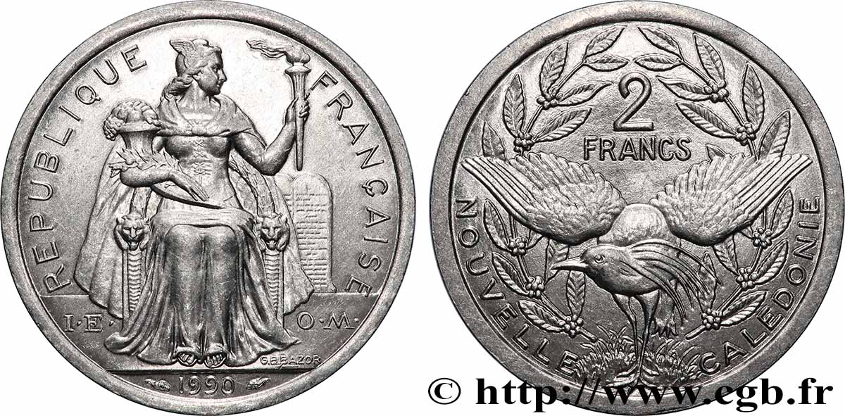 NEUKALEDONIEN 2 Francs I.E.O.M. 1990 Paris fST