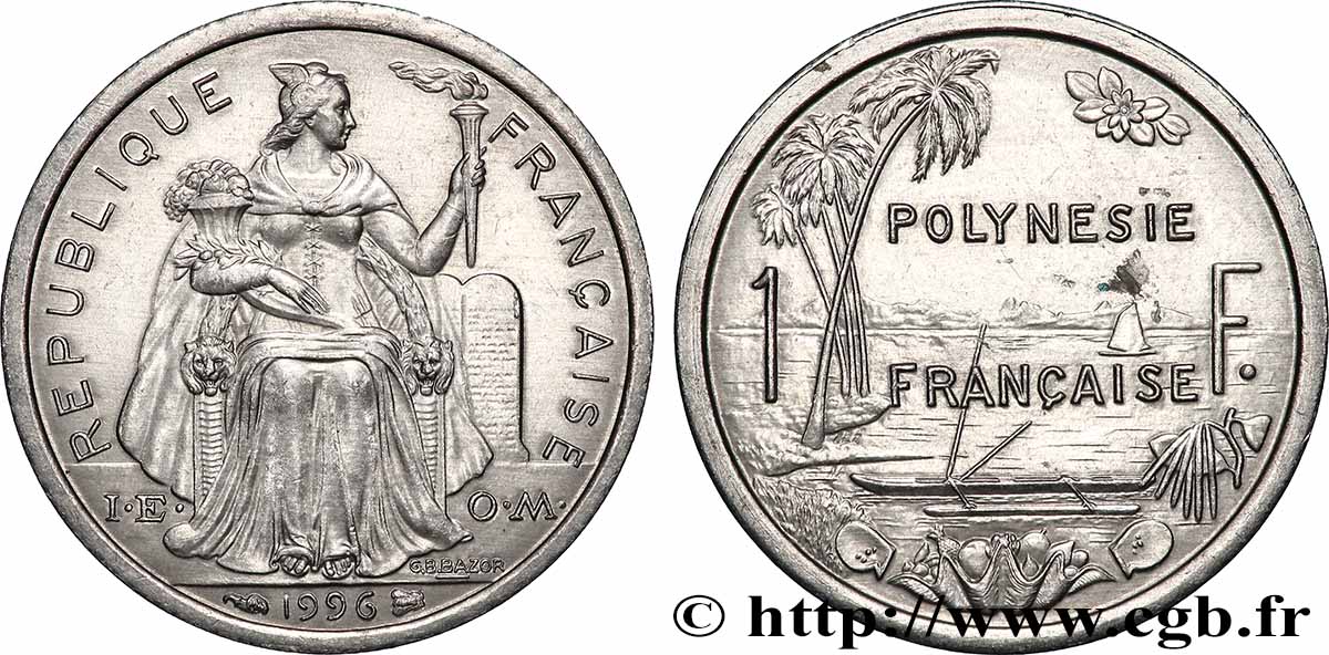 POLINESIA FRANCESE 1 Franc I.E.O.M. 1996 Paris SPL