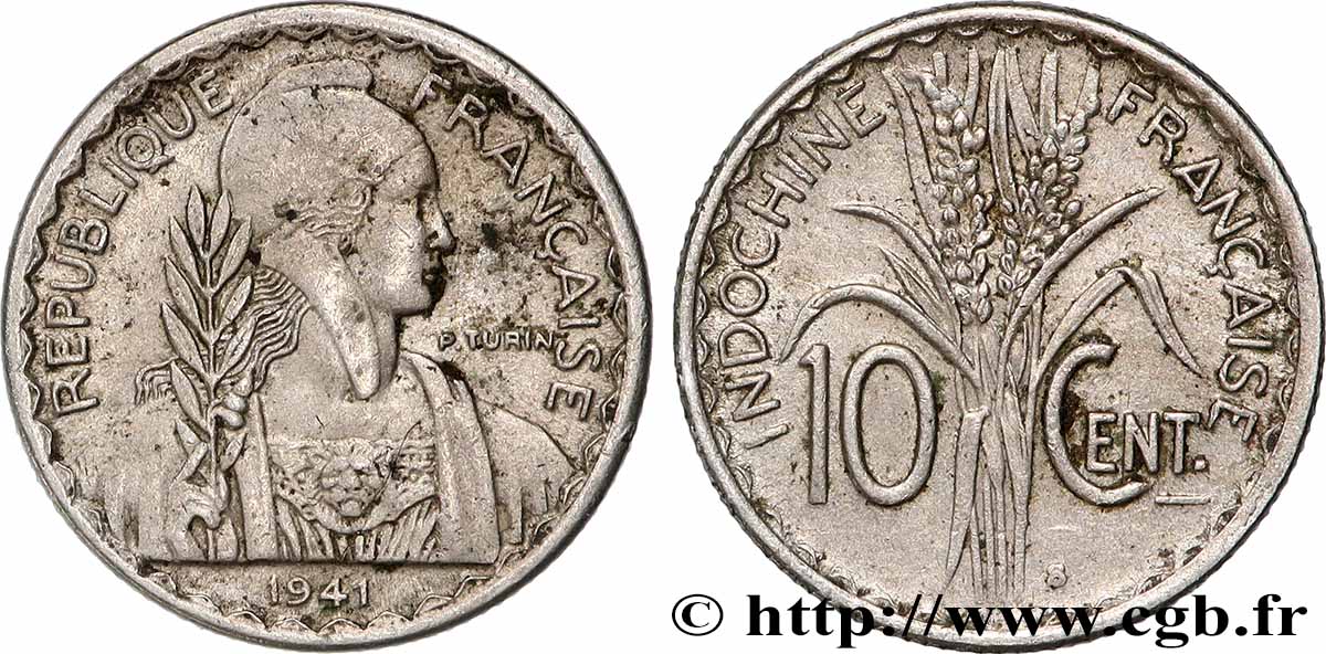 FRENCH INDOCHINA 10 Centièmes 1941 San Francisco VF