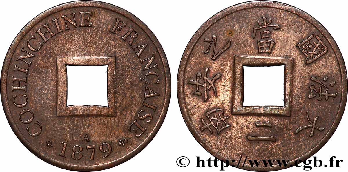 FRANZÖSISCHE COCHINCHINA 1 Sapèque (2/1000 de Piastre) 1879 Paris SS
