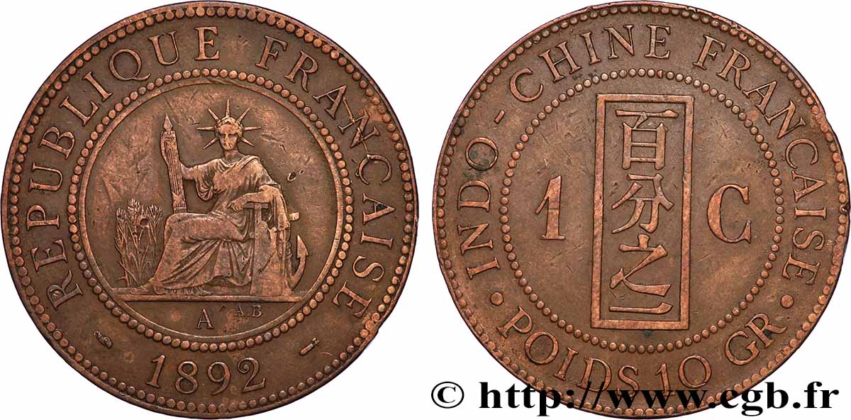 INDOCINA FRANCESE 1 Centième 1892 Paris BB