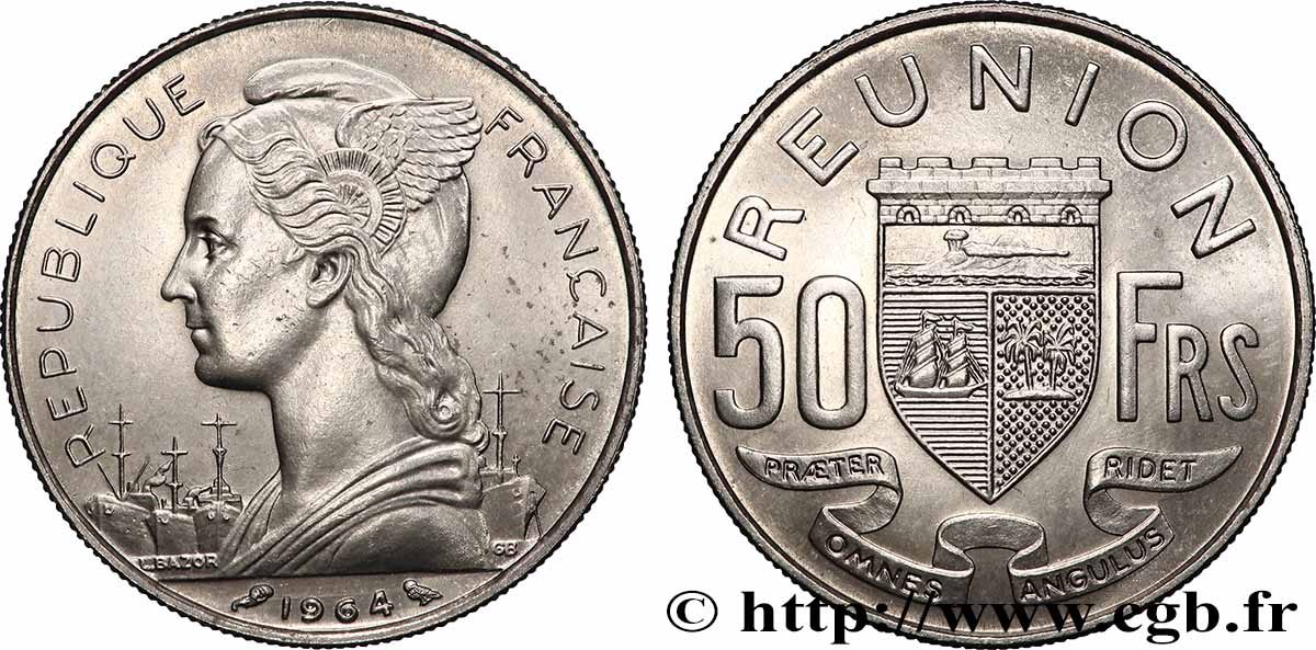 REUNION INSEL 50 Francs 1964 Paris VZ