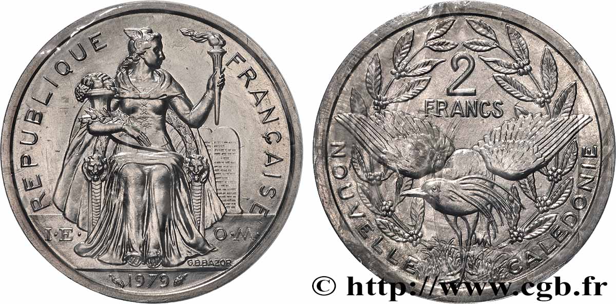 NEW CALEDONIA Piéfort 2 Francs I.E.O.M. 1979 Paris MS