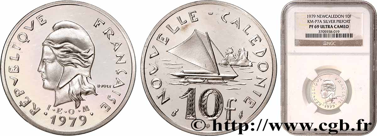 NOUVELLE CALÉDONIE Piéfort 10 Francs I.E.O.M. 1979 Paris FDC69 NGC