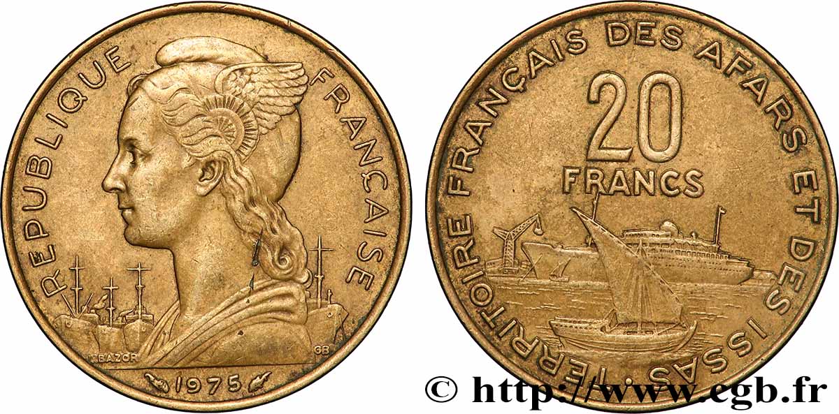 DSCHIBUTI - Französisches Afar- und Issa-Territorium 20 Francs 1975 PARIS SS