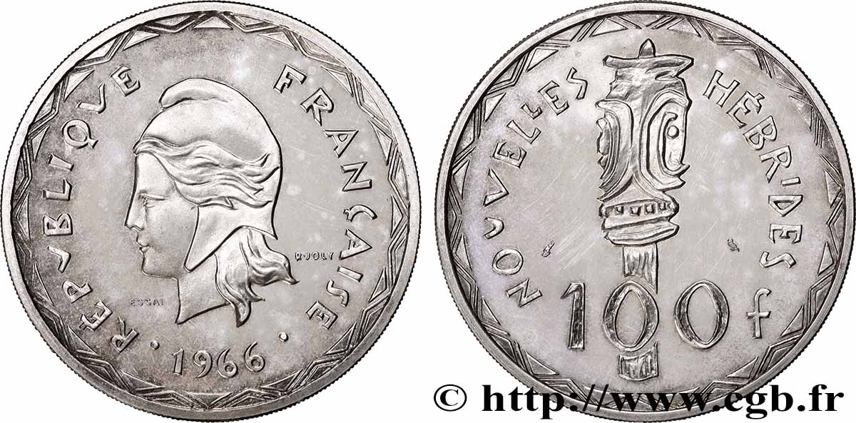 NEUE HEBRIDEN (VANUATU ab 1980) Essai de 100 Francs 1966 Paris fST