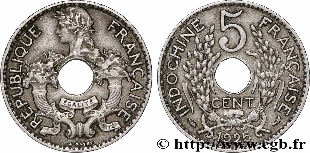 FRANZÖSISCHE-INDOCHINA 5 Centièmes 1925 Paris SS