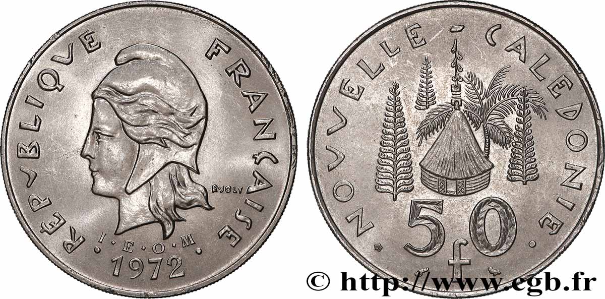 NEUKALEDONIEN 50 Francs I.E.O.M. 1972 Paris VZ
