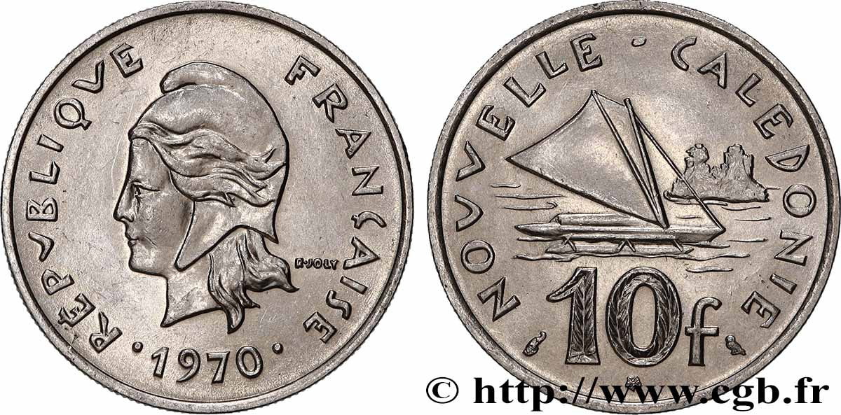 NEUKALEDONIEN 10 Francs 1970 Paris VZ