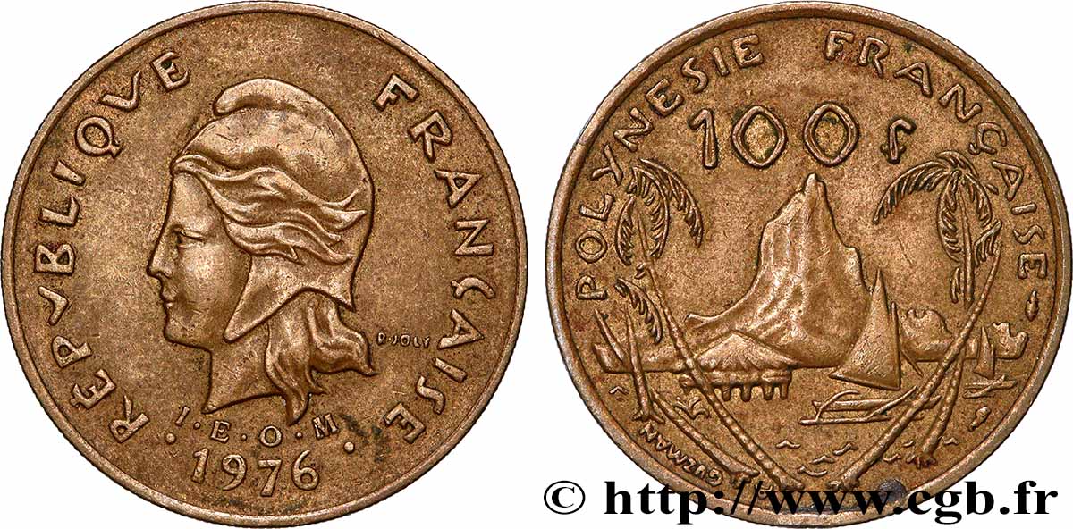 FRANZÖSISCHE-POLYNESIEN 100 Francs I.E.O.M. 1976 Paris fVZ