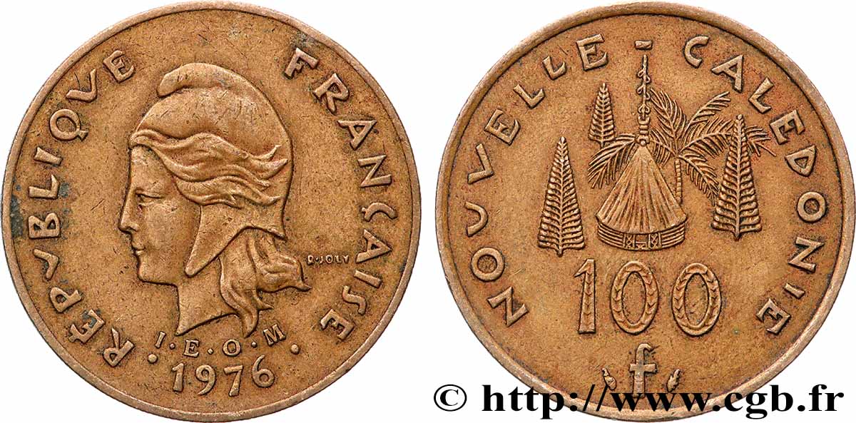NOUVELLE CALÉDONIE 100 Francs I.E.O.M. 1976 Paris TTB+