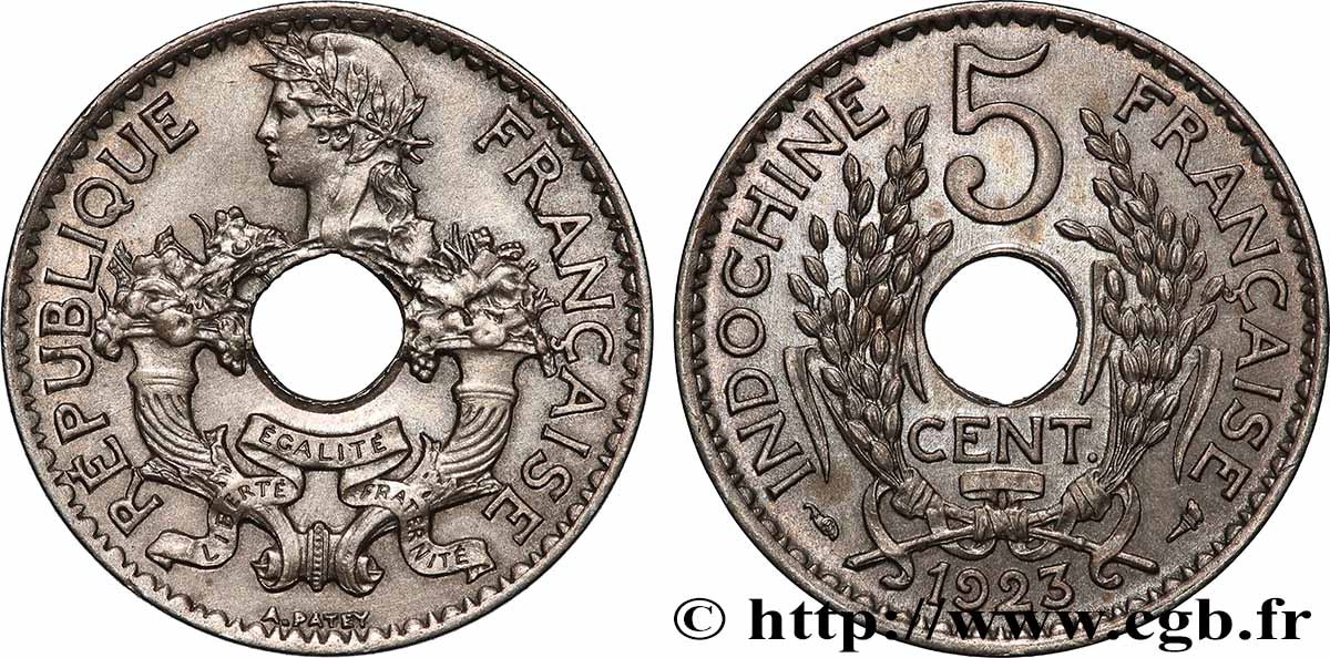 FRANZÖSISCHE-INDOCHINA 5 Centièmes 1923 Paris VZ