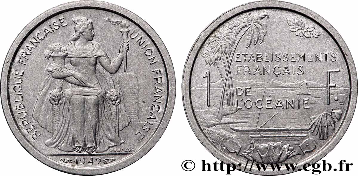POLYNÉSIE FRANÇAISE - Océanie française 1 Franc Union Française 1949 Paris SUP