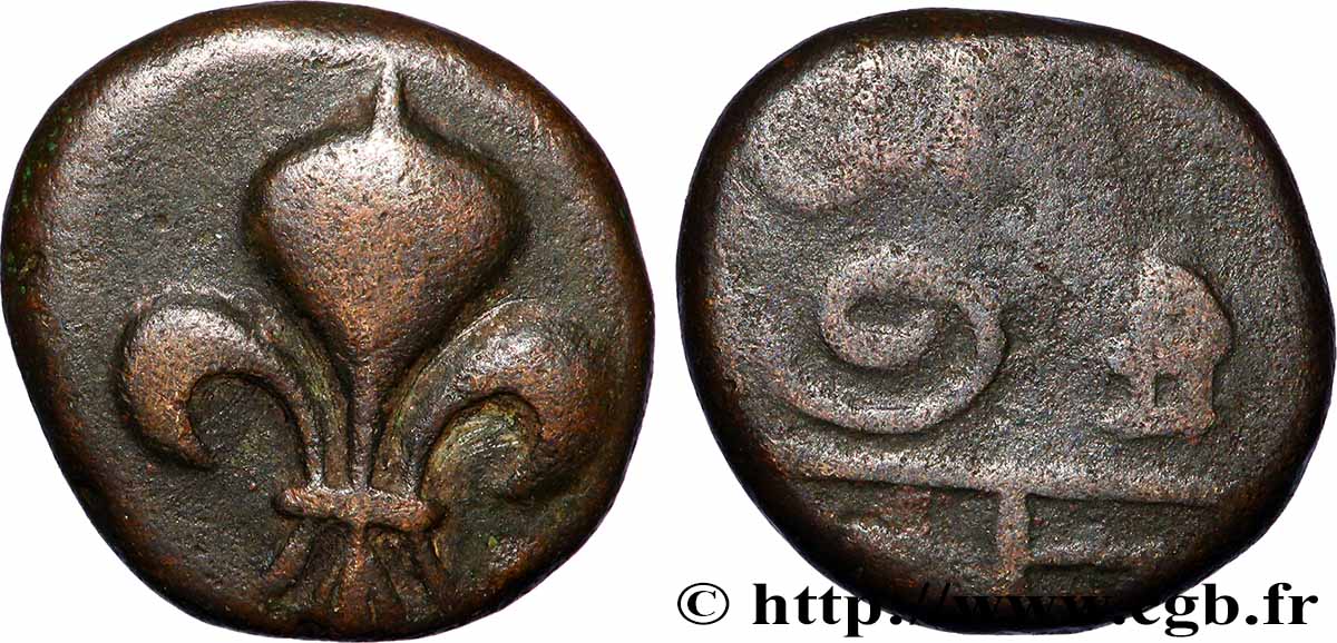 INDIA FRANCESA 1 Doudou fleur de Lys, frappe contemporaine de Louis XV 1715-1774 N.D. q.BB