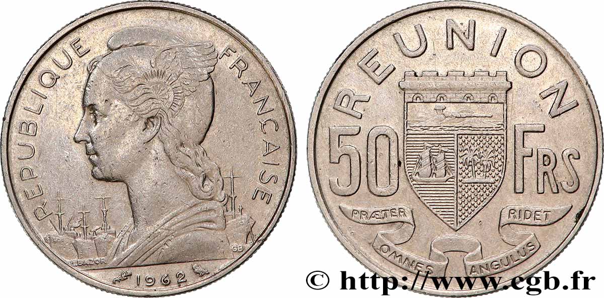 REUNION 50 Francs 1962 Paris VF