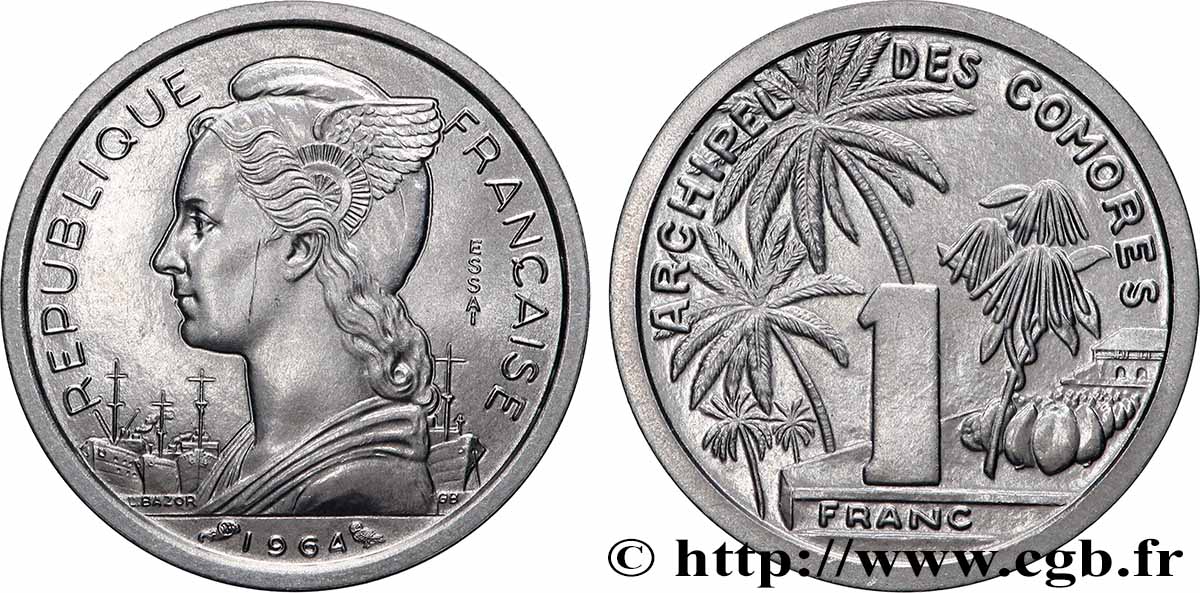 COMORAS 1 Franc ESSAI 1964 Paris SC