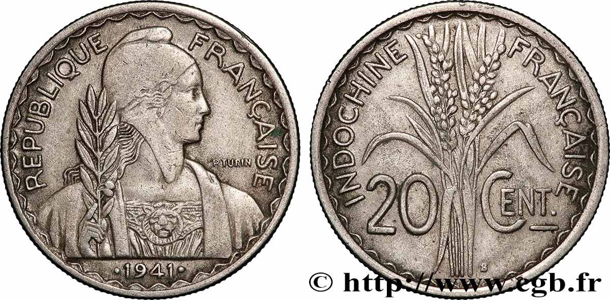 FRANZÖSISCHE-INDOCHINA 20 Centièmes 1941 San Francisco fVZ