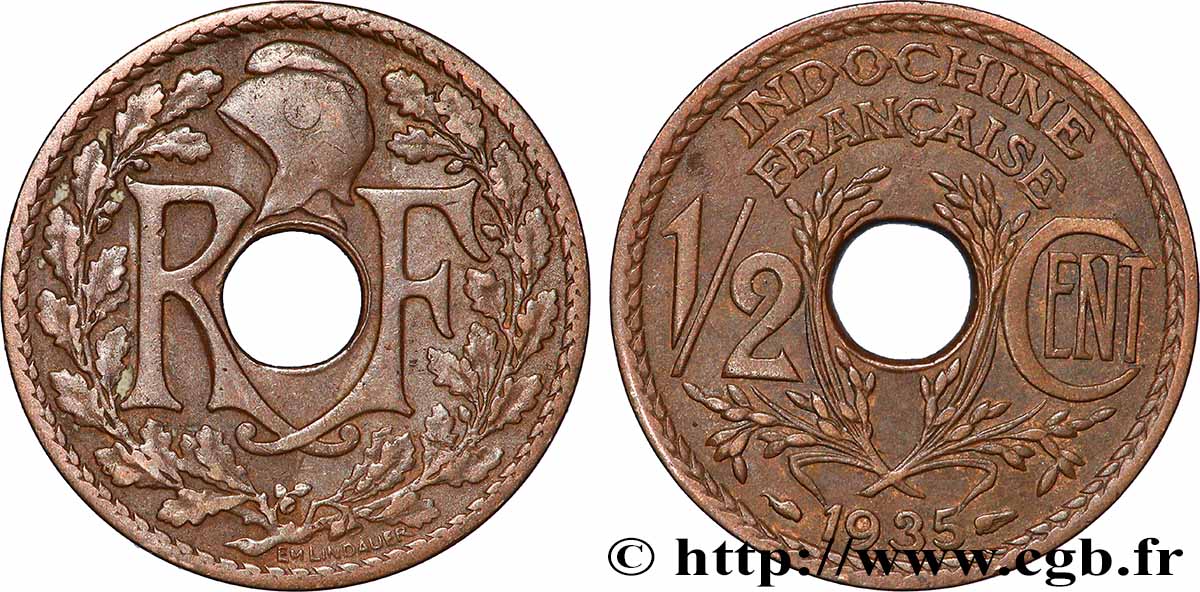 FRANZÖSISCHE-INDOCHINA 1/2 Centième 1935 Paris SS