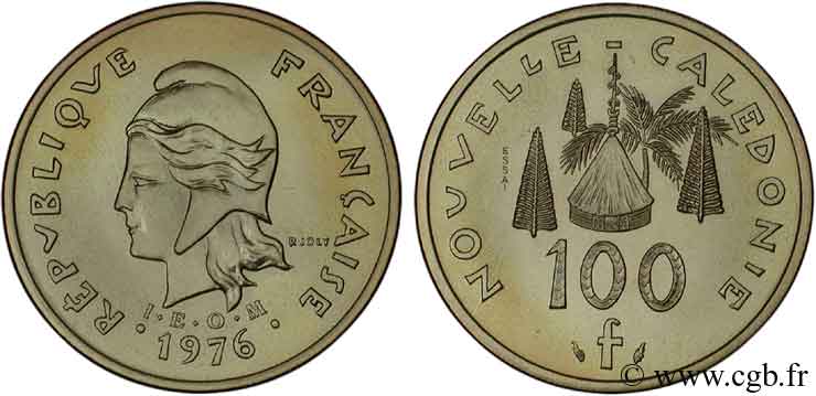 NEUKALEDONIEN Essai de 100 Francs 1976 Paris fST 