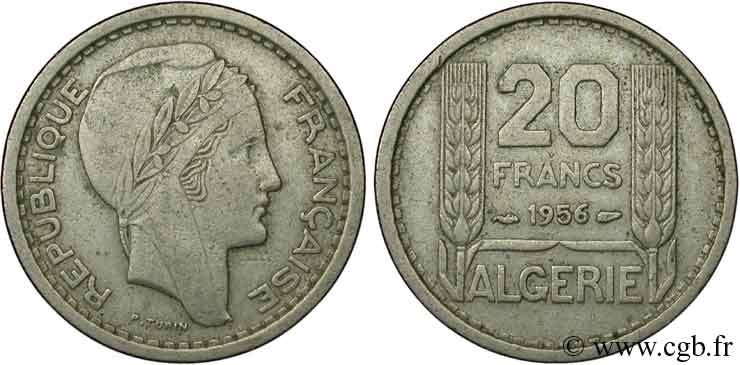 ALGÉRIE 20 Francs Turin 1956  TB 