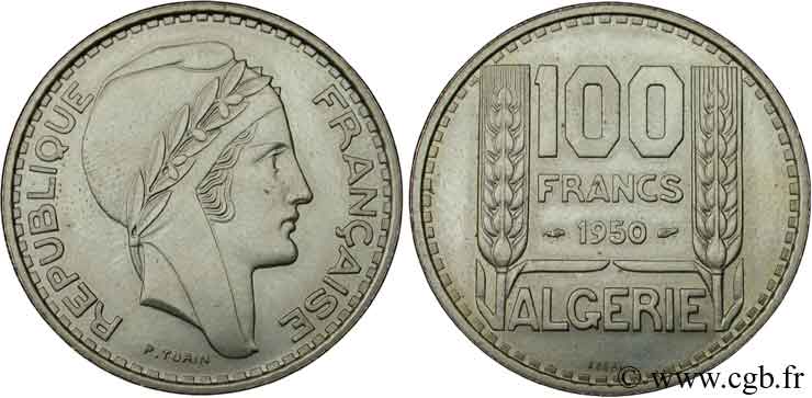 ALGÉRIE Essai 100 Francs Turin 1950  SPL 