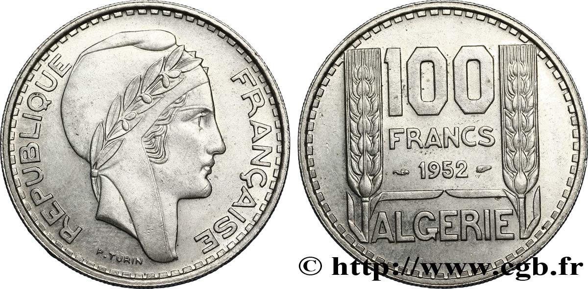 ALGÉRIE 100 Francs Turin 1952  SPL 