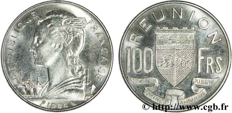 ÎLE DE LA RÉUNION 100 Francs Essai 1964 Paris SPL 