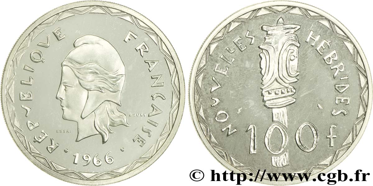 NUOVO EBRIDI (VANUATU dopo1980) Essai de 100 Francs 1966 Paris MS 