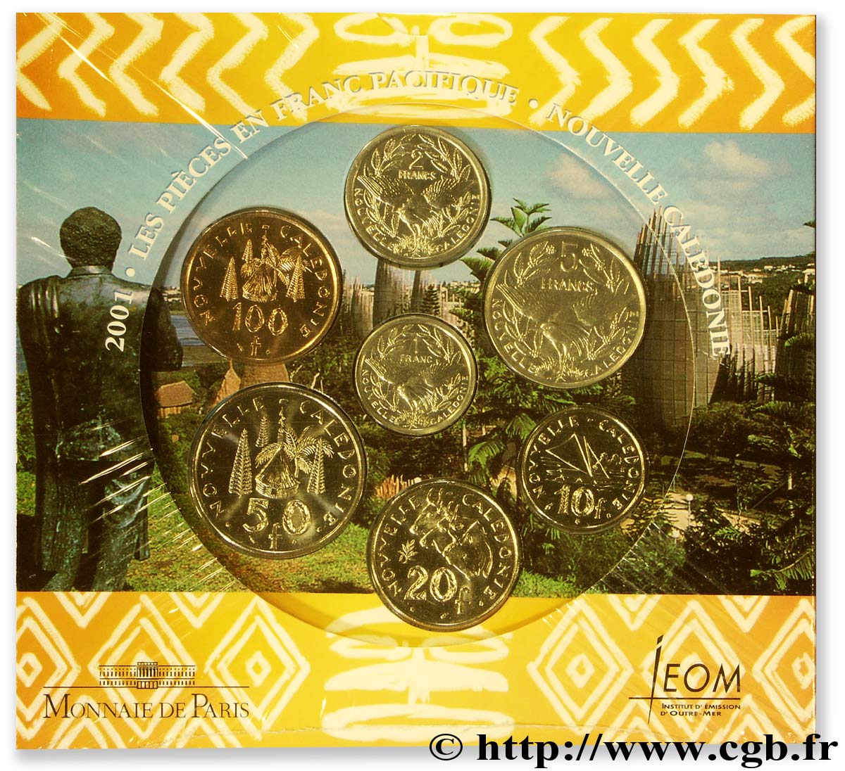 NOUVELLE CALÉDONIE Série BU 1, 2, 5, 10, 20, 50 et 100 Francs 2001 Paris FDC 