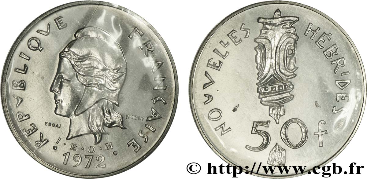 NEW HEBRIDES (VANUATU since 1980) Essai de 50 Francs I.E.O.M. 1972 Paris MS 