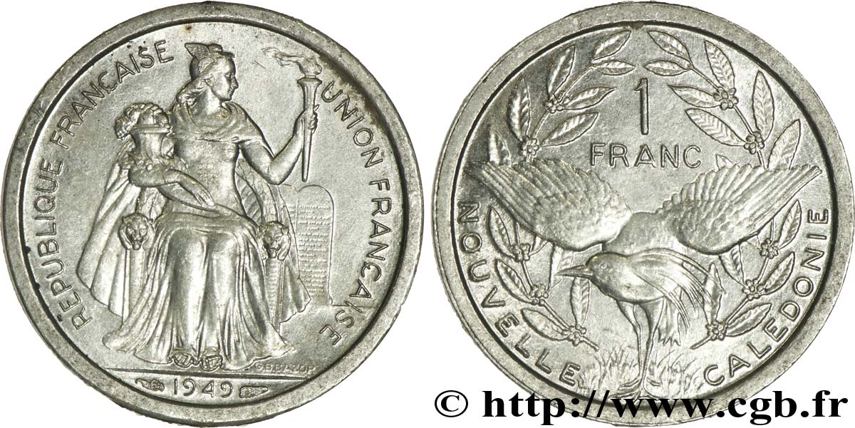 NOUVELLE CALÉDONIE 1 Franc 1949 Paris SUP 