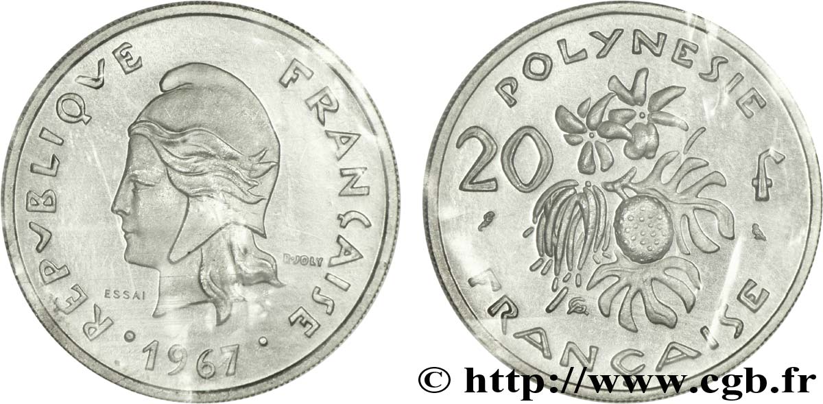 POLINESIA FRANCESE Essai de 20 Francs Marianne 1967 Paris FDC 