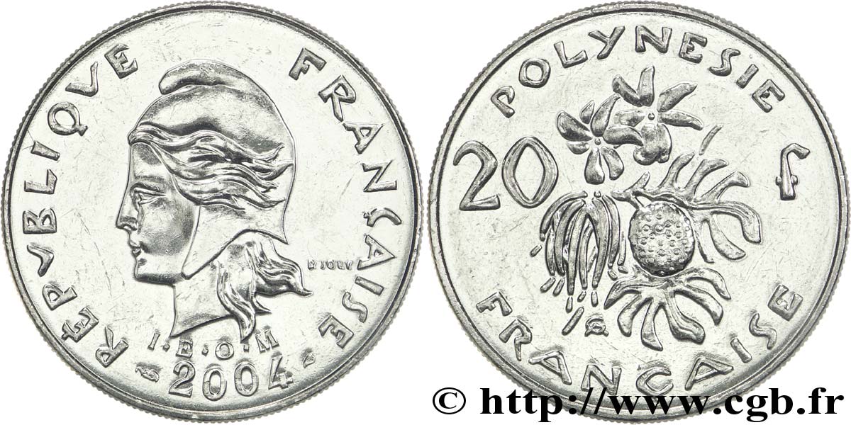 FRANZÖSISCHE-POLYNESIEN 20 Francs I.E.O.M. 2004 Paris fST 
