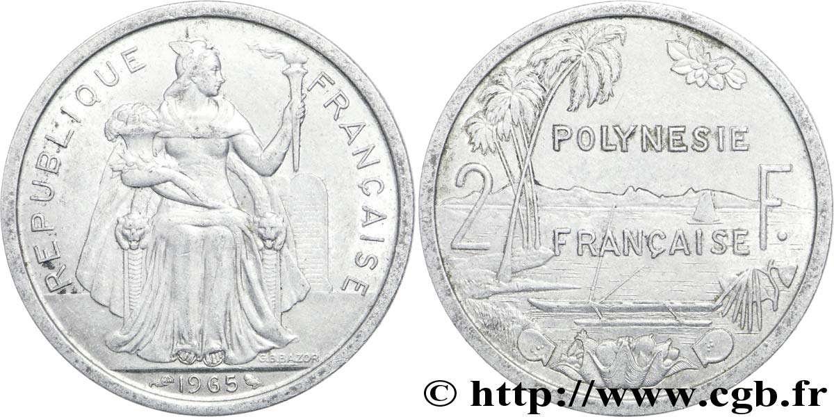 POLYNÉSIE FRANÇAISE 2 Francs Polynésie Française 1965 Paris TTB 
