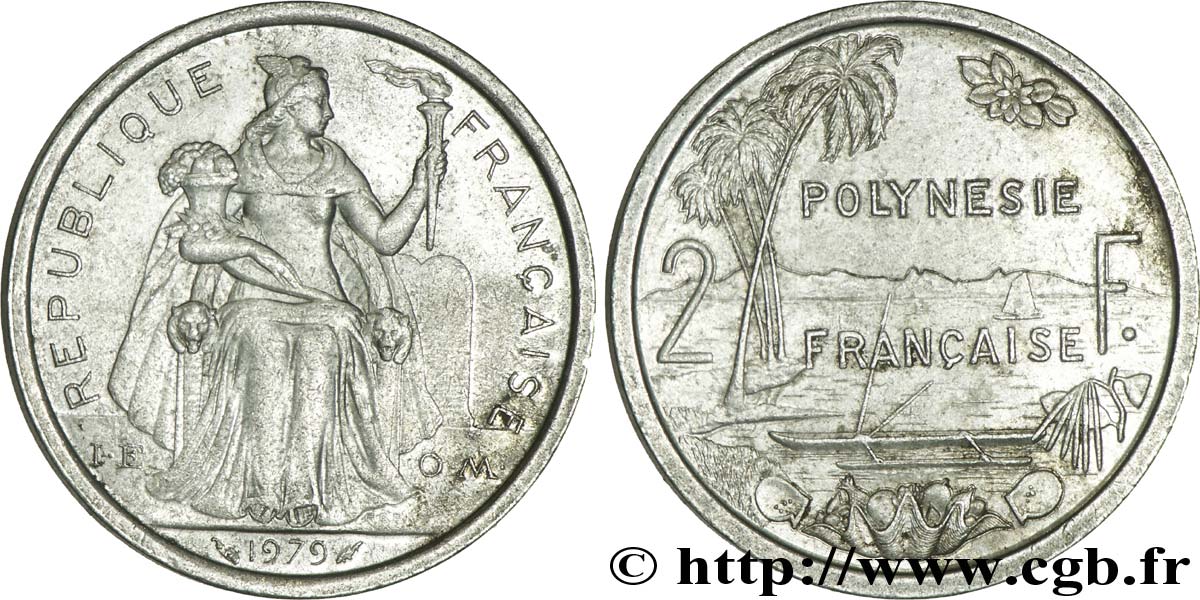 POLYNÉSIE FRANÇAISE 2 Francs I.E.O.M. Polynésie Française 1979 Paris TTB 