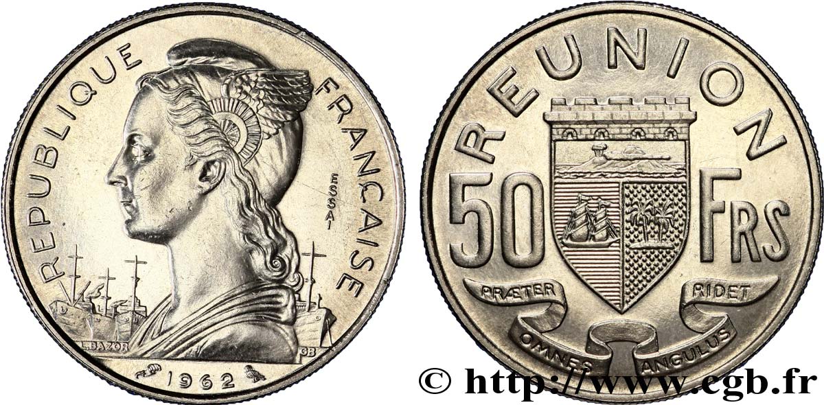 REUNION Essai de 50 Francs  1962 Paris MS 