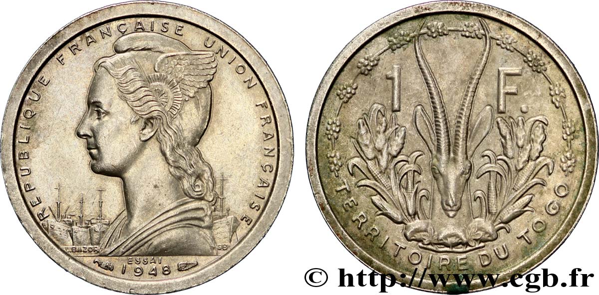 TOGO - UNION FRANÇAISE Essai de 1 Franc 1948 Paris SPL 