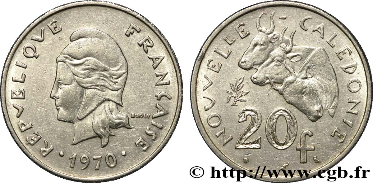 NUOVA CALEDONIA 20 Francs Marianne / zébus d’élevage de Nouvelle Calédonie  1970 Paris SPL 