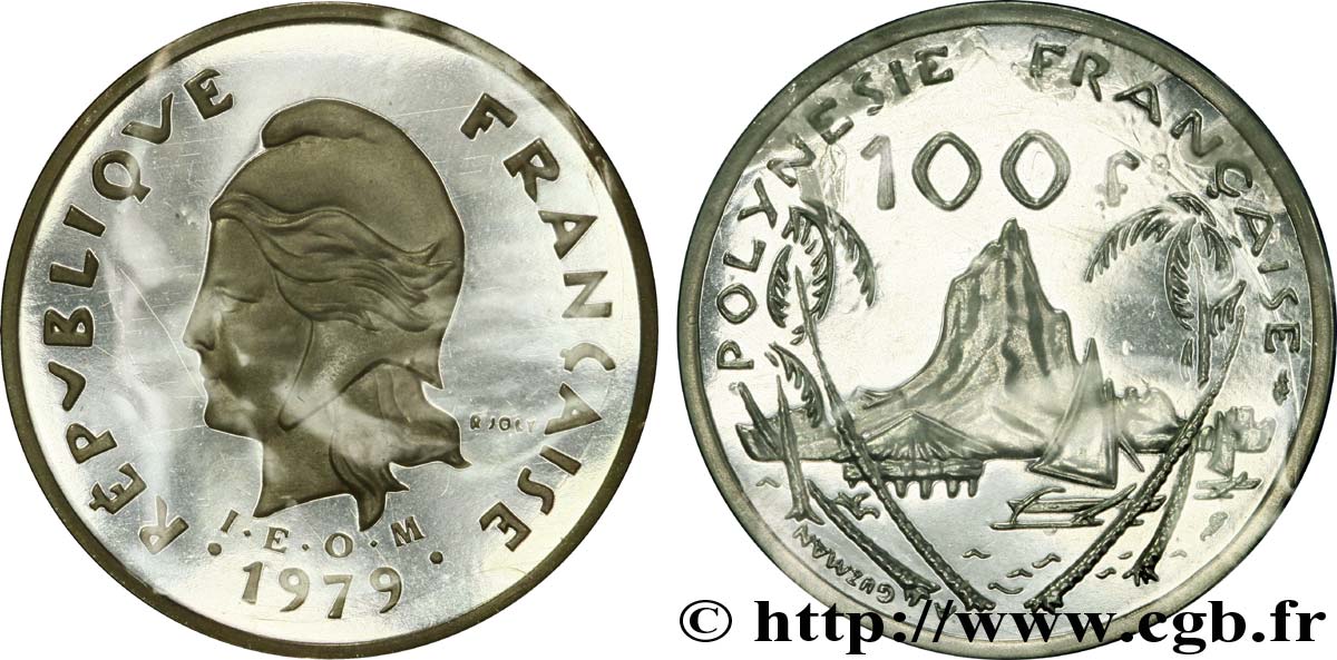 POLYNÉSIE FRANÇAISE Piéfort 100 Francs Pacifique 1979 Paris FDC 