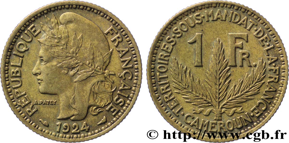 CAMEROON - TERRITORIES UNDER FRENCH MANDATE 1 Franc 1924 Paris XF 