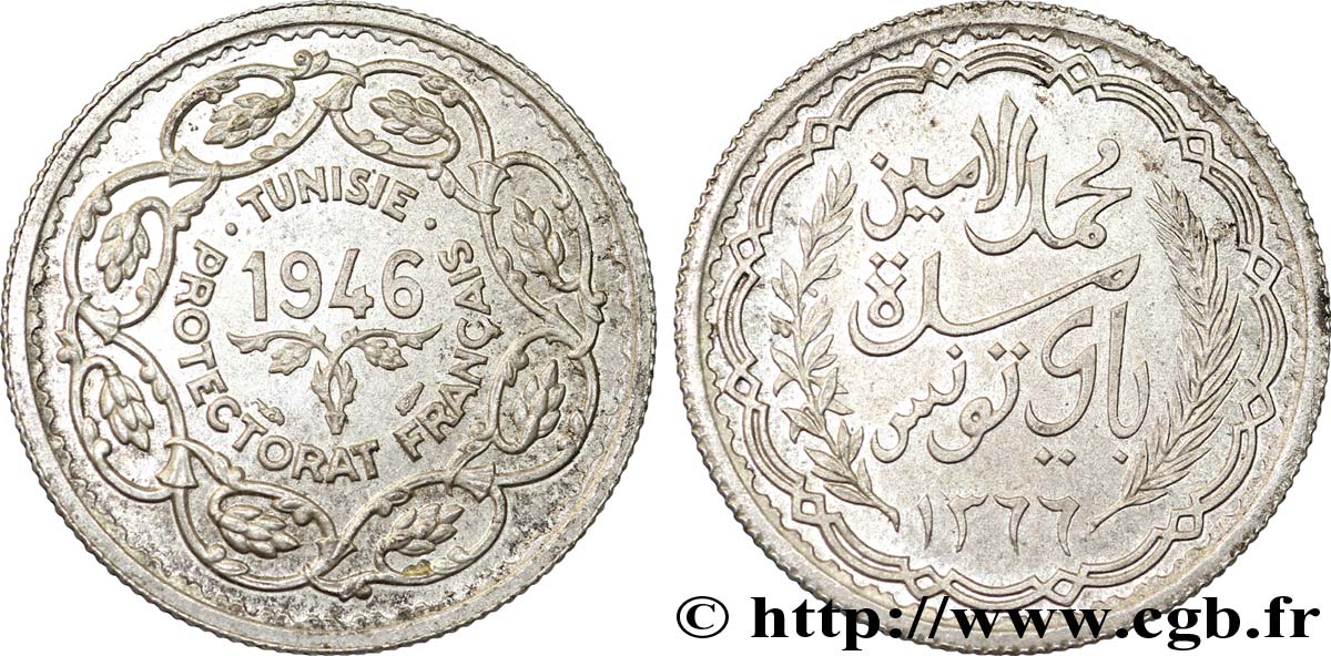 TUNISIA - Protettorato Francese 10 Francs (module de) 1946 Paris MS 