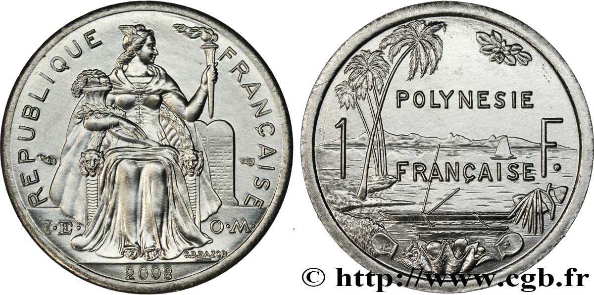 POLINESIA FRANCESA 1 Franc I.E.O.M.  2008 Paris FDC 